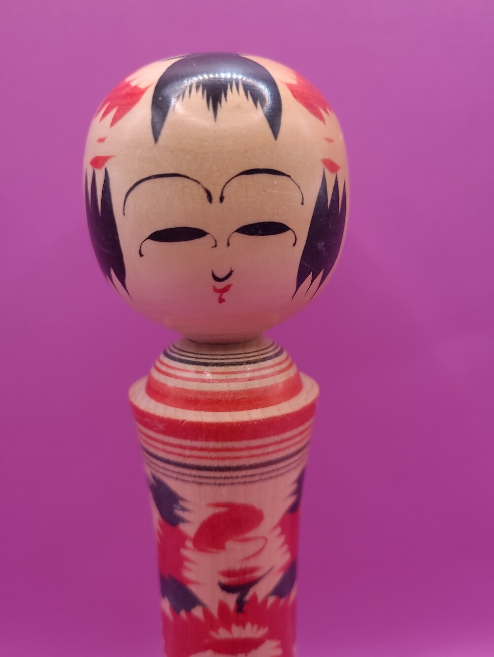 VTG Japanese Kokeshi Doll Wood Traditional Craft Figure SIGNED 7" - Picture 3 of 8